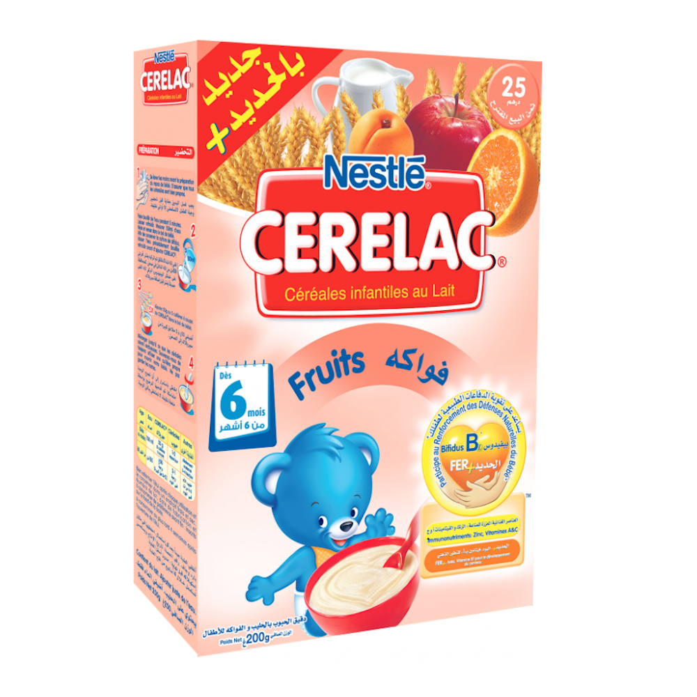 Neste Cerelac Cereales infantiles au lait et fruits 6 mois plus 200g